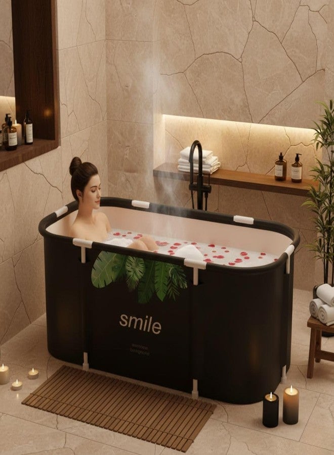 Yopple Foldable Bath Tub for Bathroom SPA Tub for Home Use with Drainage Hole For Adults And Kids Maintains Hot & Cold Water Thickened Insulated Ice Bath Tub for Adults (Smile) - Image 2